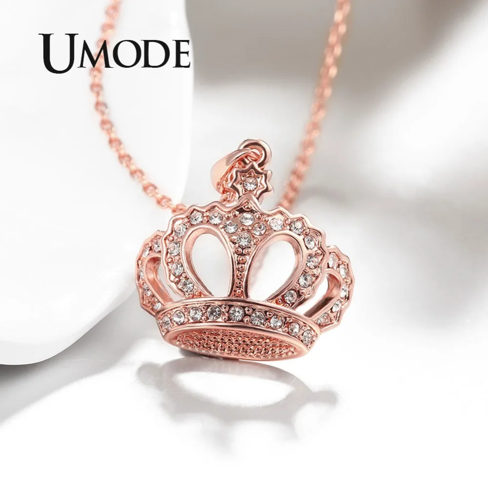 Ожерелье UMODE с подвеской в виде короны для женщин подвеска из прозрачного циркона