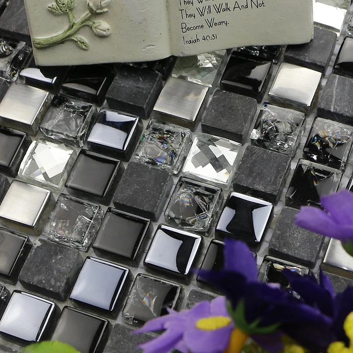 Smal квадратный из черного стекла смешанный бриллиант и металлическая мозаика