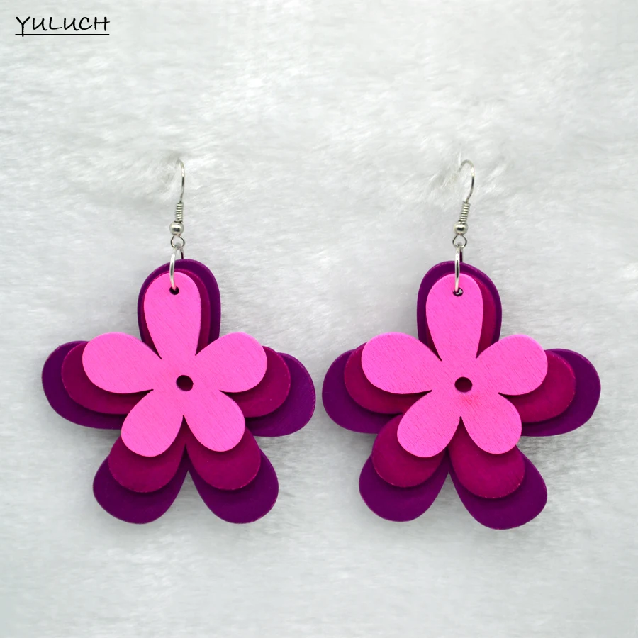 Женские длинные серьги в виде цветка и дерева 3 цвета эффектные украшения для