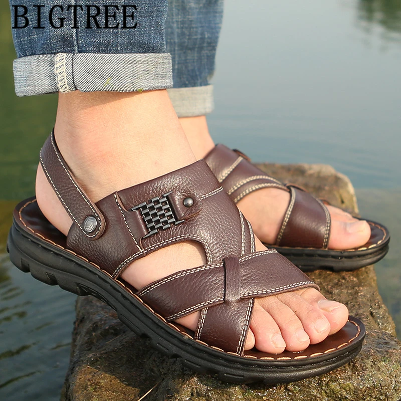 Sandals Men Shoes Beach Summer Leather Genuine Designer Sandalet Zapatos De Hombre | Обувь