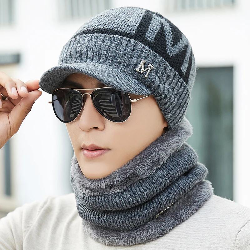 Skullies Beanies, мужской шарф, вязаная шапка, шапка для мужчин, плюс размер, шапка, теплая шерсть, толстые зимние головные уборы для мужчин и женщин, шапка бини