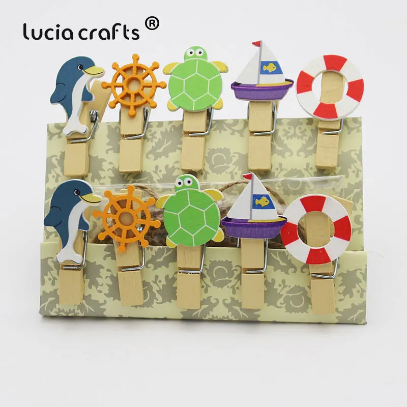 Lucia crafts 1 упаковка 3,5*2 см Мультфильм деревянный зажим пеньковая веревка фото бумага ремесло для альбома домашний декор DIY офисные принадлежности E1202 - Цвет: Style 10