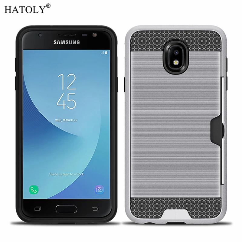 For Samsung Galaxy J7 2018 Cover Shockproof Brushed Armor Rugged Silicone Phone Case for With Card Slot |