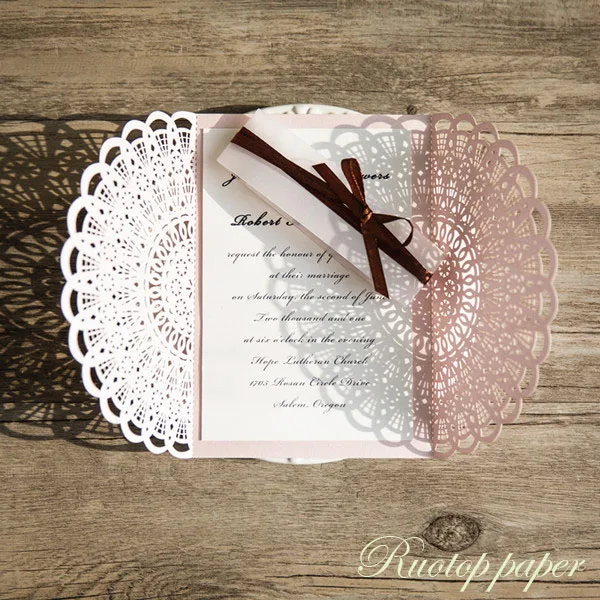 Приглашение на свадьбу с вырезами в деревенском стиле 24 цвета 50 шт. | Дом и сад