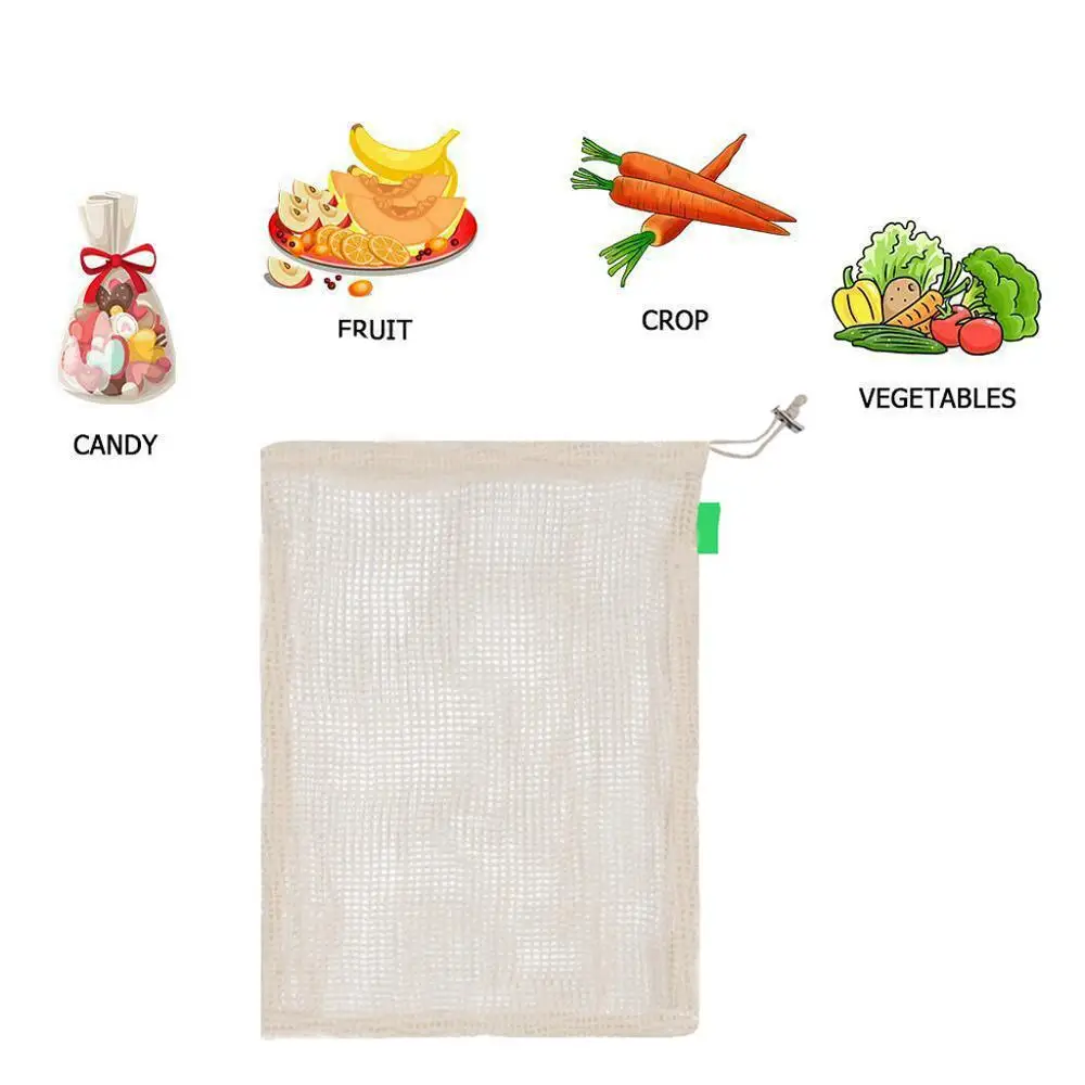 3 шт./партия овощные сумки Экология многоразовые производят хлопковые сетчатые с