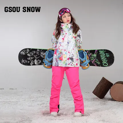 Gsou Snow лыжный костюм женский зимний теплый-30 Открытый ветрозащитный водонепроницаемый спортивный сноуборд куртка Размер XS SML
