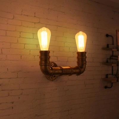 

Loft Style Water Pipe Lamp Edison Wall Sconce Antique Vintage Wall Light Fixtures For Home Bar Industrial Lighting Lamparas