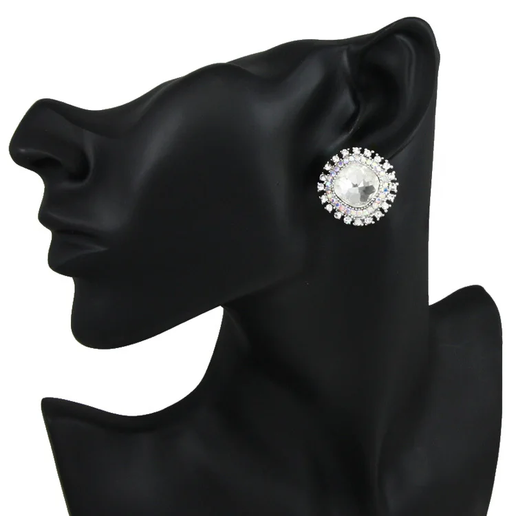 OCESRIO Необычные большие серьги-клипсы с кристаллами для женщин круглые цветком