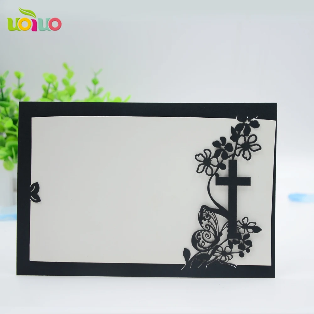 

Cheap christian wedding invitation card laser cut cross design various color invitation cards for sale 50sets with envelop
