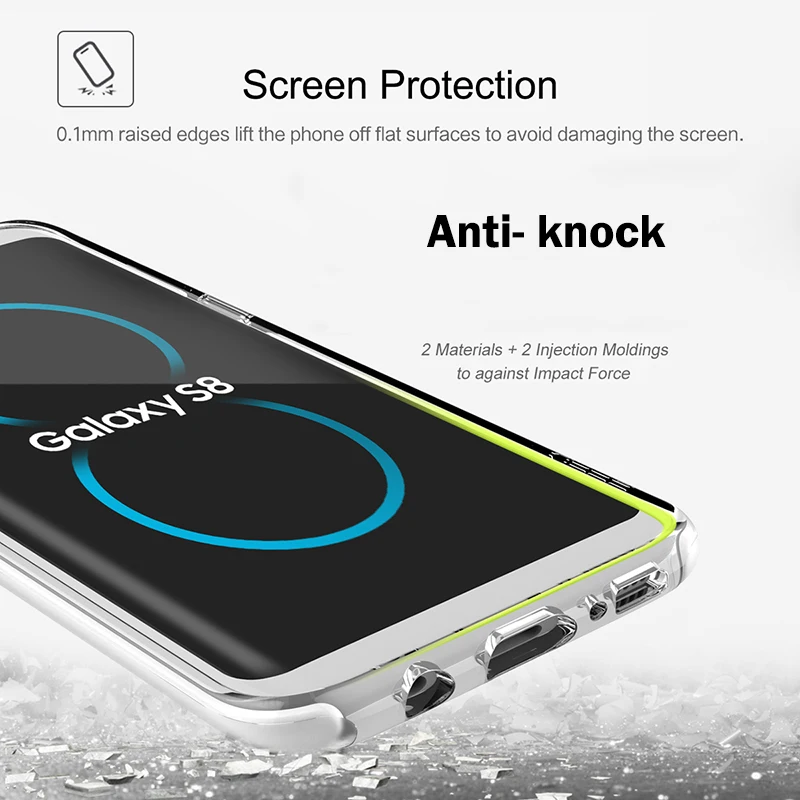 Rock Guard Series Phone Case For Samsung Galaxy S8 plus Anti-Knock Back Cover Protector With Edge Dual Layer TPU TPE |