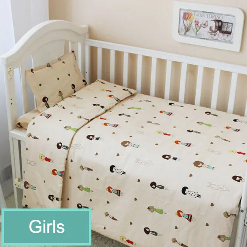 Girls Постельное белье для новорожденных малышей, комплекты из 3 предметов, Детские спальные комплекты, детская кроватка, комплект с рисунком облаков, с пододеяльником, наволочка, простыня на плоской подошве - Цвет: Girls