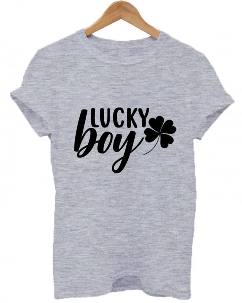 LUCKY GIRL/LUCKY BOY футболки с логотипом парные девушки Веселый комплект футболка Прямая