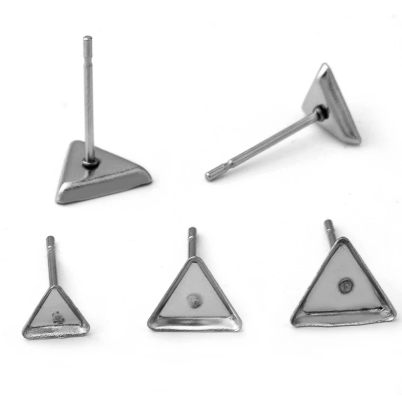 

4/6/7mm Triangle Stainless Steel Earring Stud Ear Post Nails Flat Earring Pad Base Posts Diy Earring Jewelry Findings makings