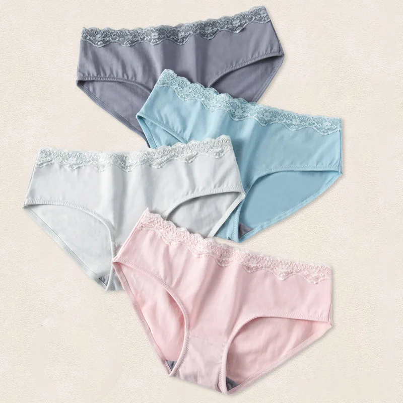 Трусики женские кружевные бесшовные с заниженной талией 4 шт./лот|Женские
