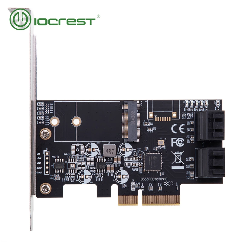 Внутренний 4-портовый интерфейс IOCREST без Raid SATA III 6 ГБ/сек. с M.2 B-Key 22x42 Pci-E X4 Карта