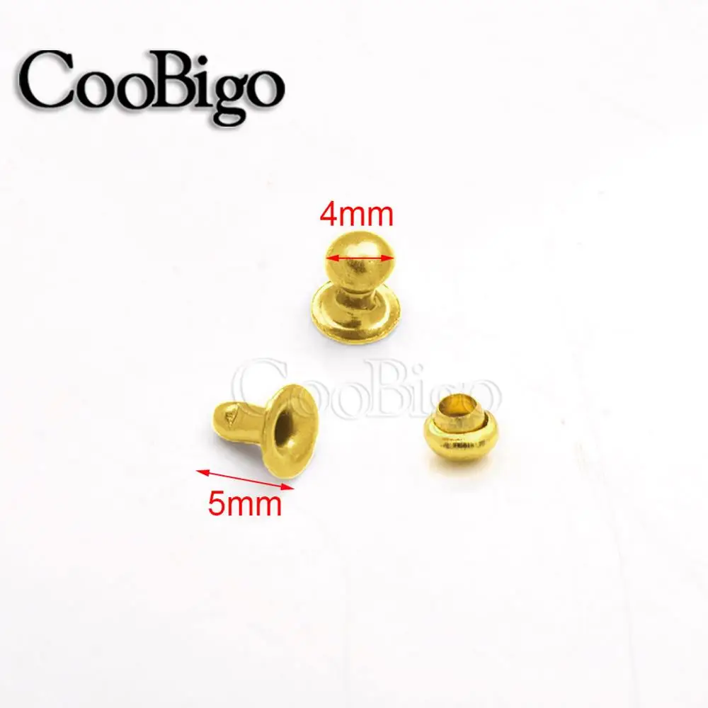 4mm Golden 100 наборов гриб двойная заклепка 4 мм~ 10 мм круглый шип для панк-рок Кожа ремесло одежда DIY Швейные аксессуары - Цвет: 4mm Golden