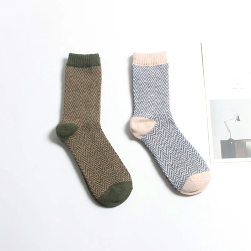 Новые детские носки 5 пар зимние толстые теплые геометрическими полосами