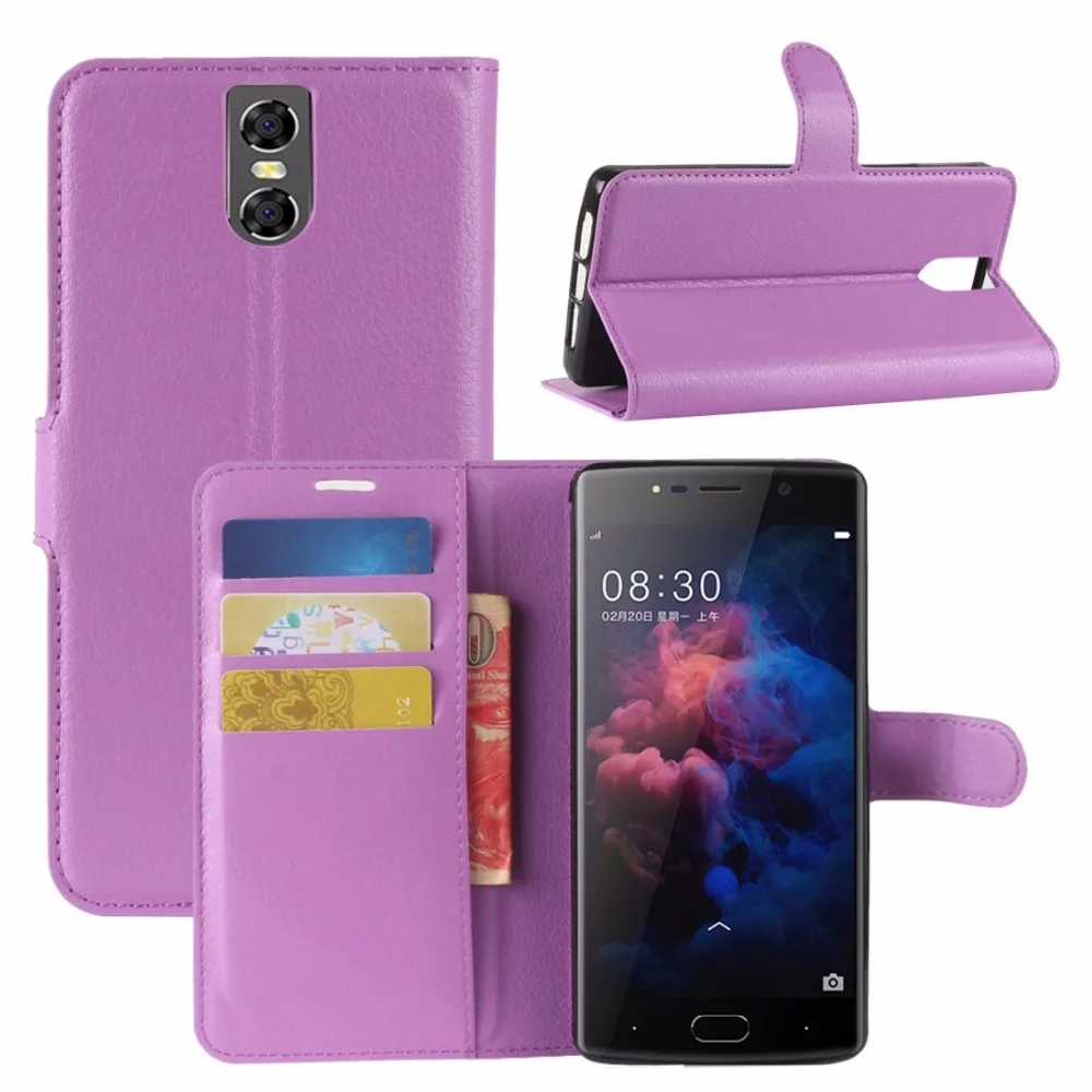 Кожаный чехол Для DOOGEE BL7000 с текстурой личи PU+ TPU горизонтальный Флип кожаный чехол для смартфона с держателем/отделениями для карт/бумажником