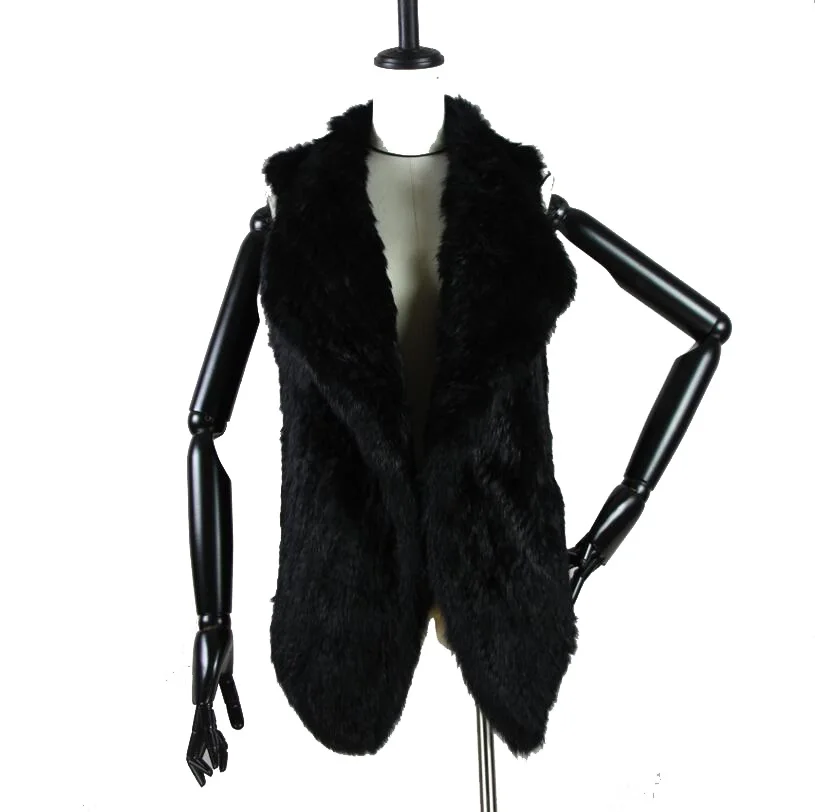 Top quality Women Real fur vest  Genuine rabbit fur knitted gilet long vest lady winter warm  Real Fur Vest Genuine Rabbit Fur