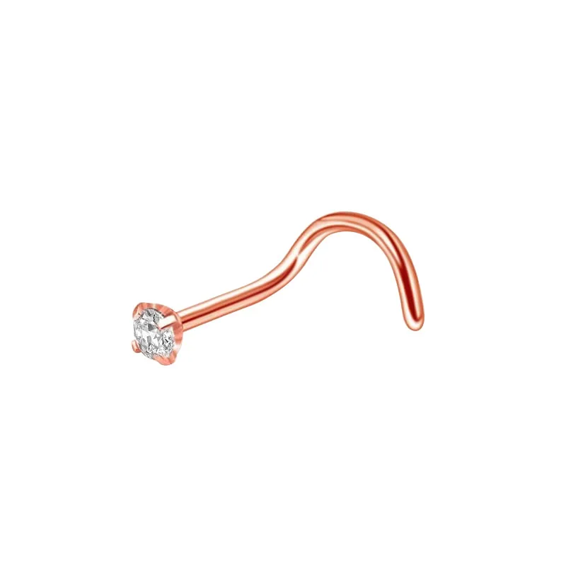 Rose gold 1 шт. маленький нос шпильки для пирсинга L Форма Нос Кольца, титановые, стальные кубического циркония, бижутерия для пирсинга, 2 цвета для Для женщин/Для мужчин - Окраска металла: Rose gold