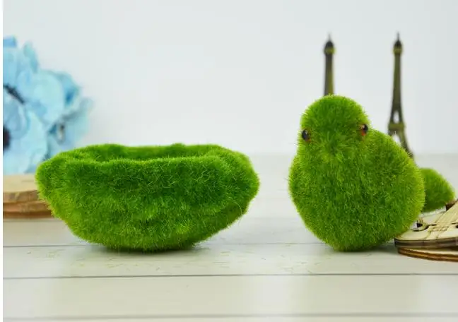 Искусственный мох птица с гнездом набор имитация лишайника животное цветок