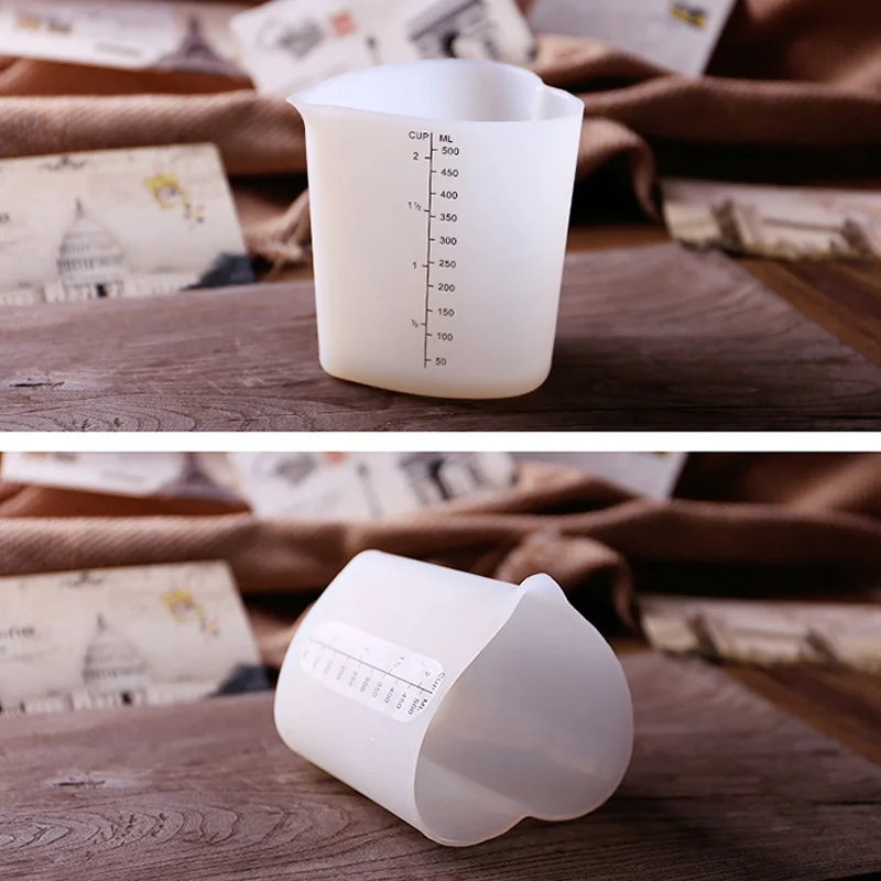 1 шт. 500 мл силиконовая измерительная кружка в форме сердца мягкий жаростойкий