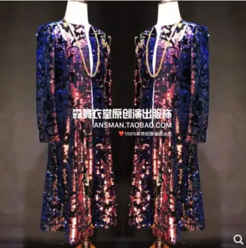 S 5XL новинка 2019 Мужская певица одежда высокое качество модный DJ DS металлический