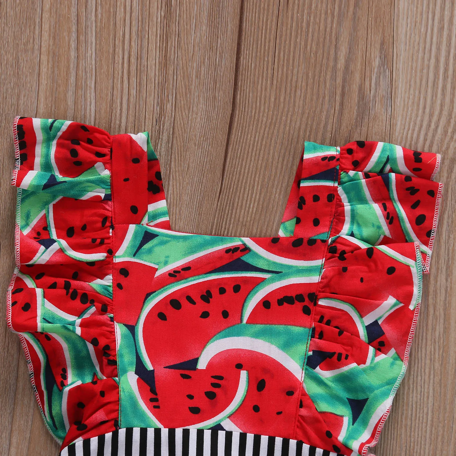 Хлопковая одежда для новорожденных девочек детский костюм без рукавов с арбузом