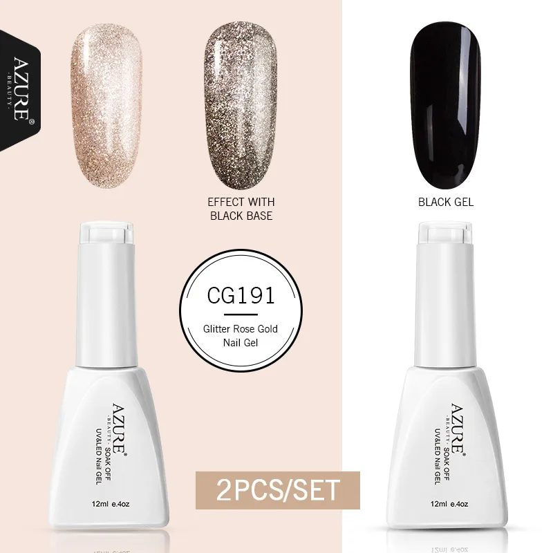2pcs a set(1) Azure beauty, новинка, розовый золотистый Гель-лак для ногтей, 6 цветов, 12 мл, блестящий гель для ногтей, Гибридный СВЕТОДИОДНЫЙ гель, УФ-гель для ногтей, искусство маникюра - Цвет: 2pcs a set(1)