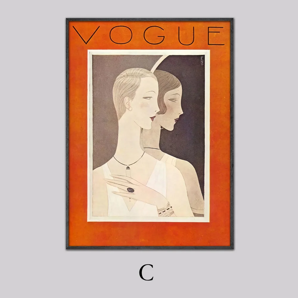 C Винтажный Куадрос Vogue рисунок цитаты плакаты и принты холст настенный поп-арт черно-белая живопись скандинавские декоративные картины - Цвет: C