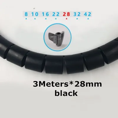 3Meters x28mm black Многоразовый кабель Органайзер провода управление протектор намотки кабеля спиральная трубка рукав Настольный шнур питания компьютера Пенал-рулон - Цвет: 3Meters x28mm black