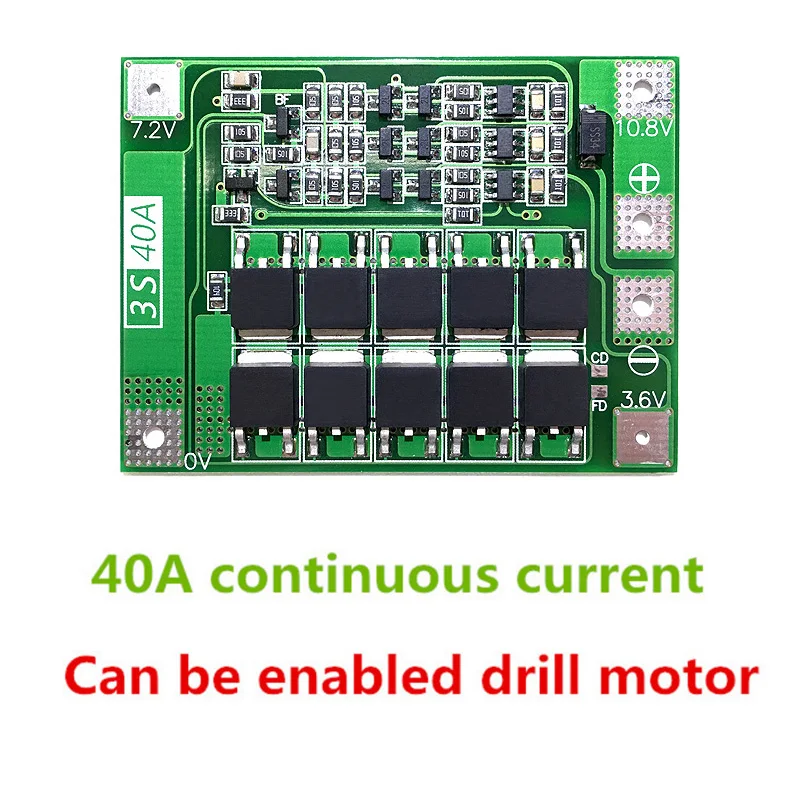 Защитная плата PCB BMS для зарядного устройства литиевых батарей 5 шт./лот 3S 40 А