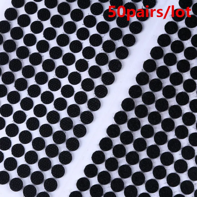 Black 10mm 50pairs 100 пар 10 мм Цветная Клейкая крепежная лента в горошек липучка и петля Волшебная Наклейка круглая прочная Самоклеящаяся Двойная блокирующая волшебная лента - Цвет: Black 10mm 50pairs