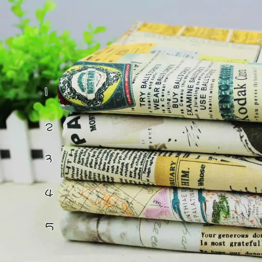 

New Vintage Post Card Tower Map Pattern Print Hand For Cotton Fabric For Sewing Patchwork 50cm