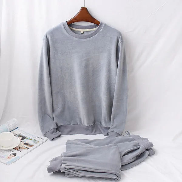 gray M-XXL плюс Размеры Для женщин пижамный комплект осень-зима Пижама комплект пижам из 2 предметов теплая домашняя одежда для Новинки для женщин Pijama роковой Fdfklak - Цвет: gray