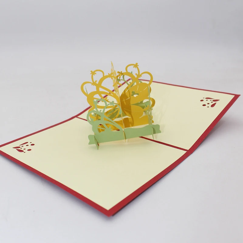 3D китайские благословения бабочки любовь цветы бумажные пригласительные