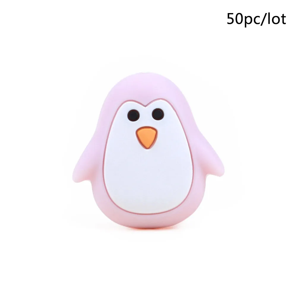 penguin-58 TYRY. HU 50 шт./лот мультфильм Силиконовые Бусины Единорог слон лиса Пингвин собака пищевой детский Прорезыватель DIY Детские Прорезыватели для зубов игрушки, не содержащие БИСФЕНОЛ - Цвет: penguin-58