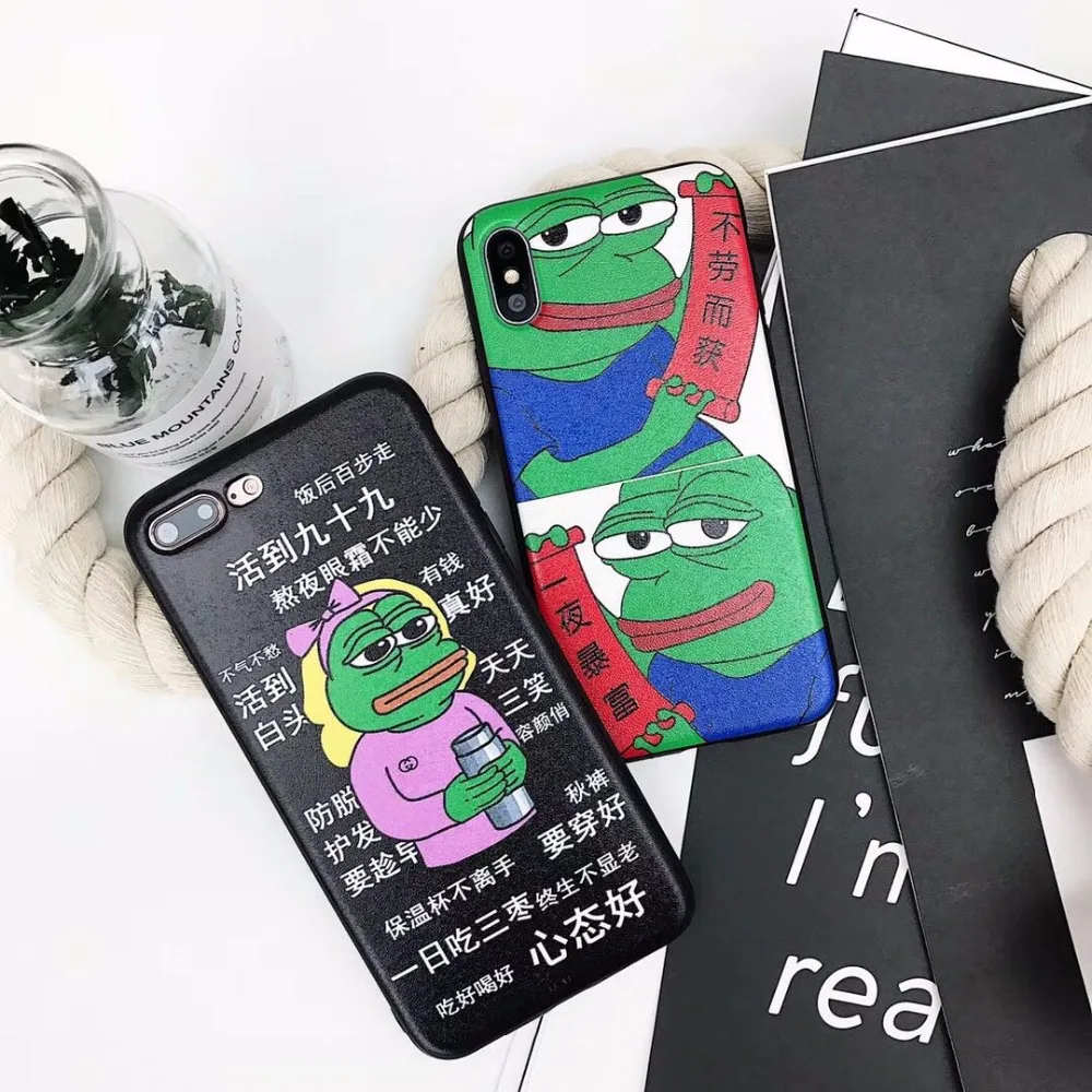 Japan Super Popular Sad Frog 3D Relief Silk Pattern TPU Case Cover For Iphone6 6S 7 7S 8 6P 7P 8P X |
