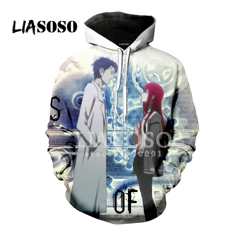 LIASOSO Stein Gate Makise Kurisu Okabe Rintarou 3D принт для женщин и мужчин толстовки с капюшоном