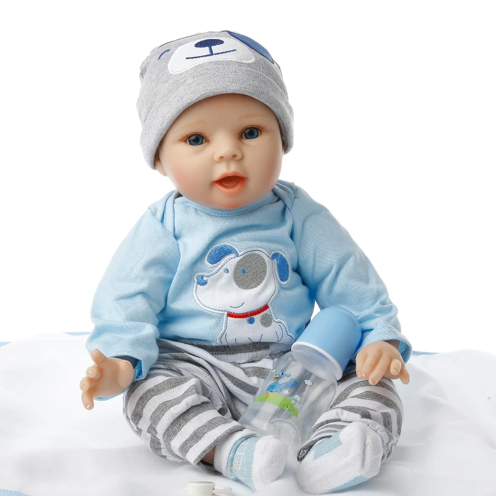 Силиконовые куклы SanyDoll baby reborn Реалистичная кукла babies для детей 22 дюйма 55 см синяя
