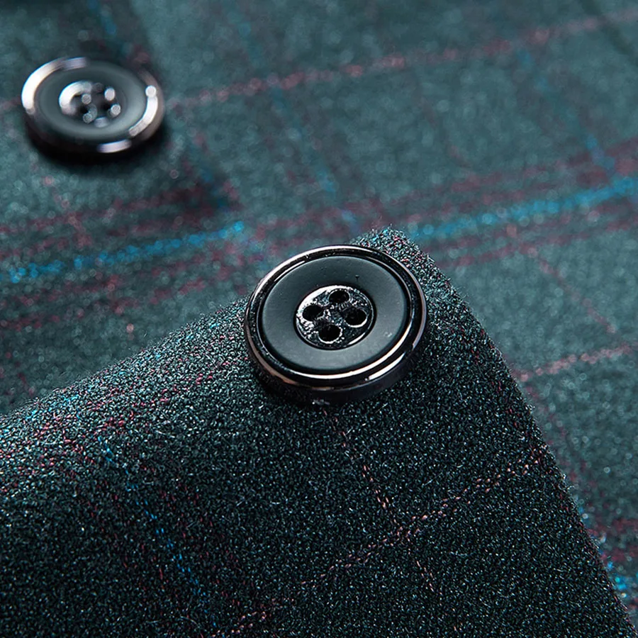 Мужской приталенный костюм из 3 предметов однобортный клетчатый Блейзер пиджак