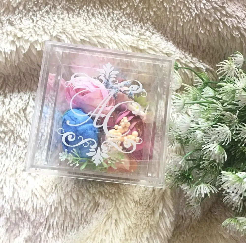 

Acrylic Wedding Ring Box Personalized Wedding Ring Box , Custom Ring Bearer Pillow Personalized Wedding Decor