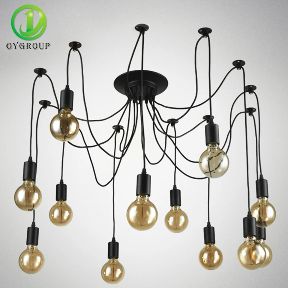 OYGROUP Vintage Loft Spider Chandeliers Nordic Ceiling Lamps 6/8/10/12/14 Heads DIY Home Decoration Lighting Adjustable Lights | Лампы и