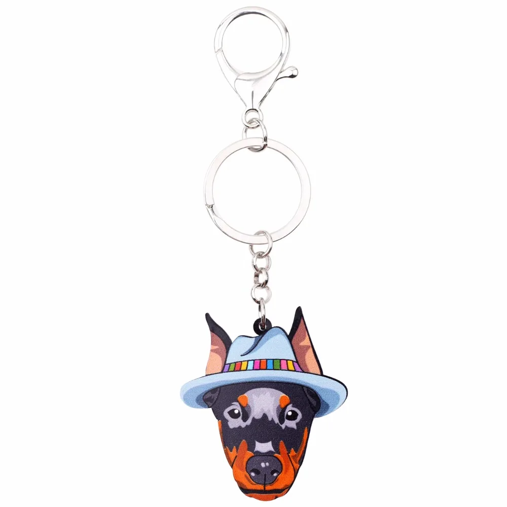Bonsny акриловый немецкий брелок для ключей Doberman Pinscher кольцо женская подвеска сумки