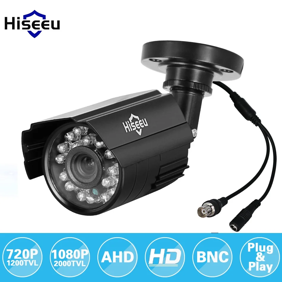 Hiseeu, 720 P, 1080 P, AHD камера, металлический чехол, для улицы, водонепроницаемая, пуля, CCTV камера, камера наблюдения, для cctv DVR системы безопасности