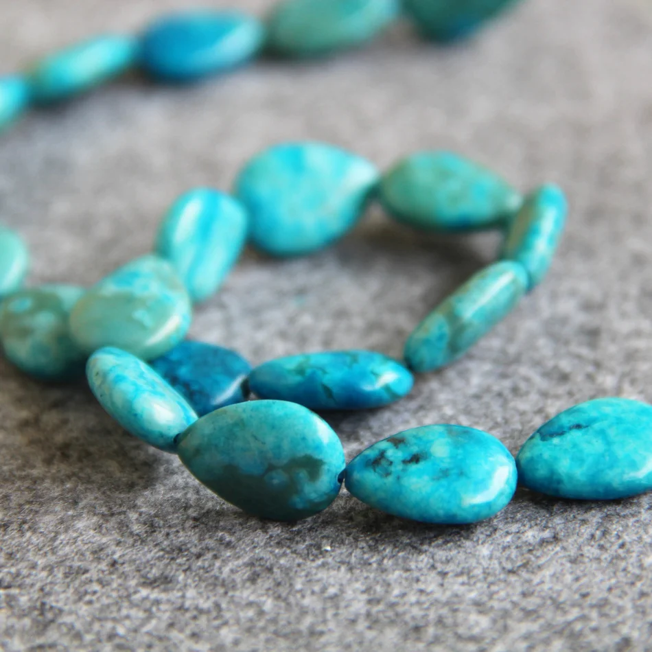 

13*18mm Blue Turkey stone beads stripe DIY loose 15" 2pc/lot drop shape Jewelry making design wholesale