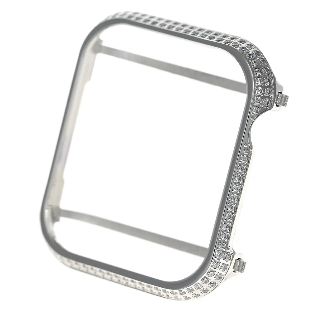 silver bezel Прямая поставка, высокое качество, 44 мм, ободок, ручная работа, инкрустированный стразами, золотой чехол, ободок, совместимый с Apple Watch, серия 4, 40 мм, Apple - Цвет ремешка: silver bezel