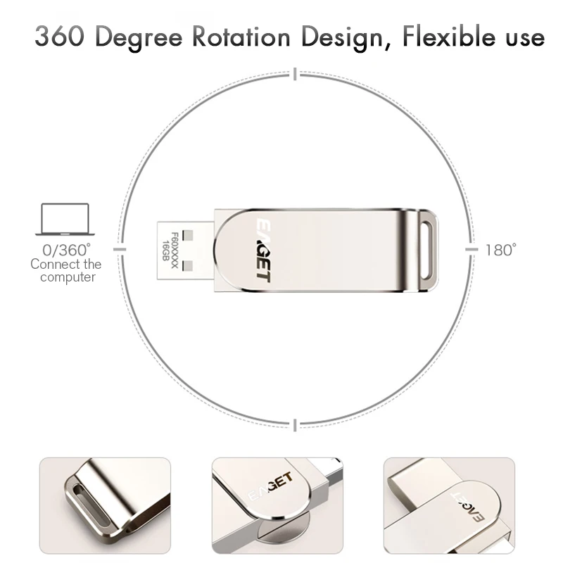 EAGET F60 USB флеш-накопитель 256 ГБ 128 Гб 64 32 16 металлический флэш-диск 3 0 ключ