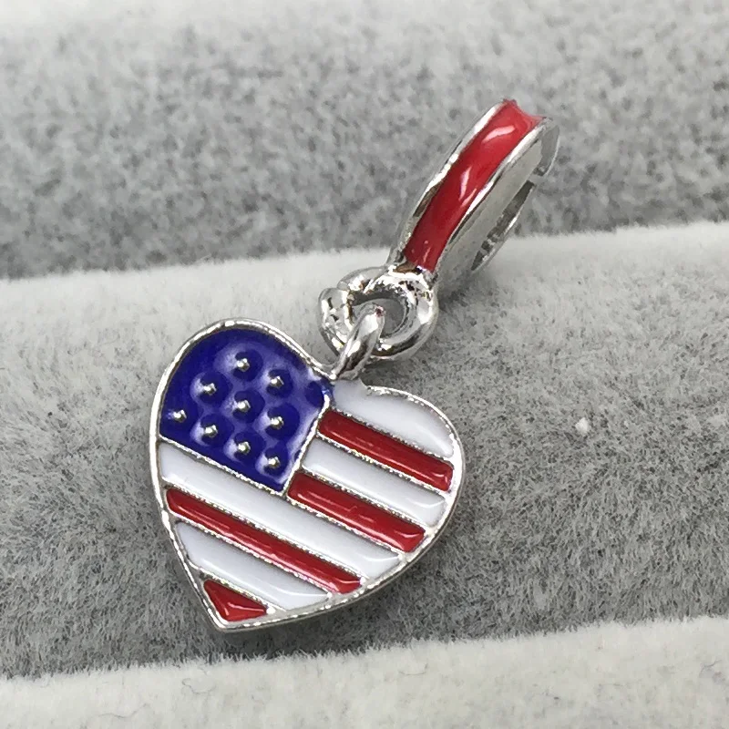 2Pcs USA Flag Red &ampBlue White Enamel Pendant European Beads Fit Charms Bracelets&ampBangle DIY Jewelry | Украшения и
