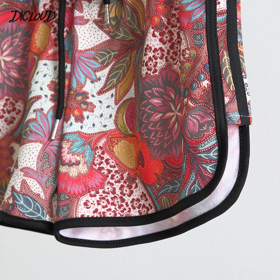 Шорты женские с цветочным принтом модные эластичные приталенные в полоску со